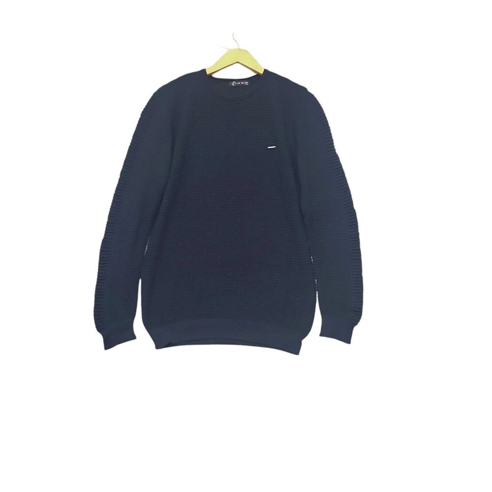 Leif Nelson Sweater Men's XXL Navy‎ Waffle Knit Crewneck Pullover Preppy 2XL